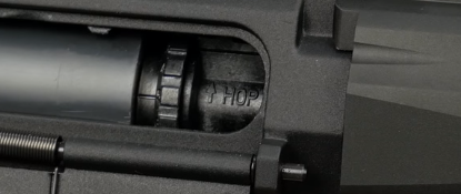 picture of hop up unit inside an airsoft rifle