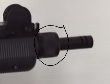 picture showing hop up adjustment ring on KWC CO2 airsoft uzi