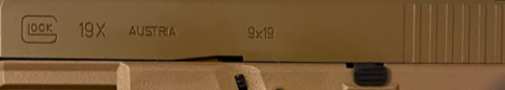 picture of Glock trademarks on umarex glock 19x slide