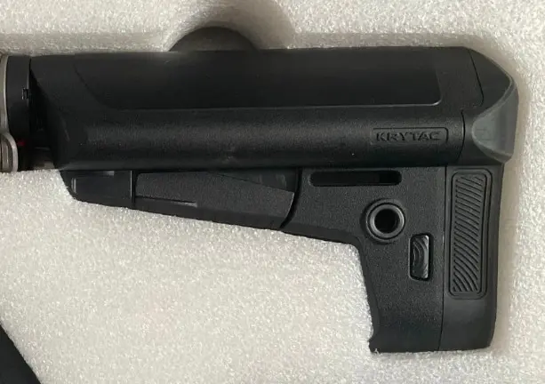 close up picture of krytac trident buttstock