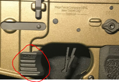 close up picture of QRS finger rest on VFC Avalon VR16 Saber Carbine AEG lower receiver