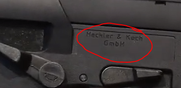 close up picture highlighting h&k trademarks on the vfc mp7a1 aeg