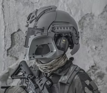 picture of player wearing full face mask in airsoft