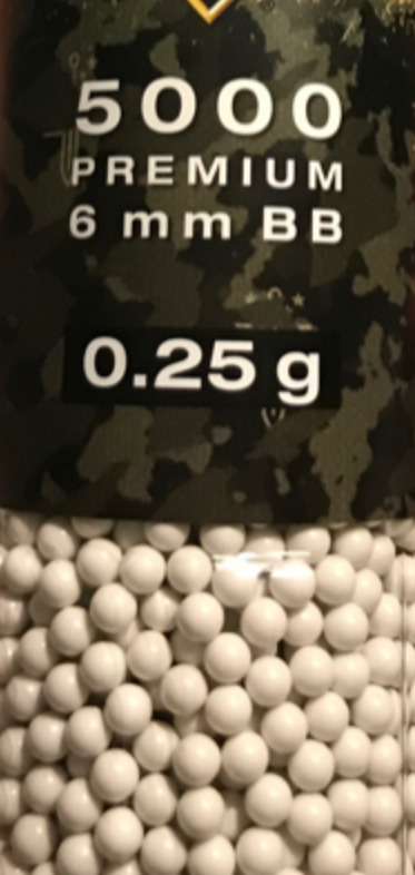 picture of an airsoft 6mm bb for comparison