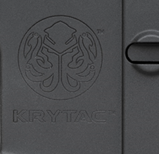 close up picture of the krytac logo