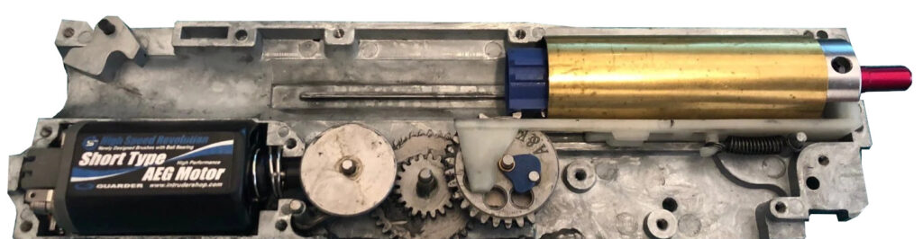 picture of A&K Middleweight M249 gearbox disassembled