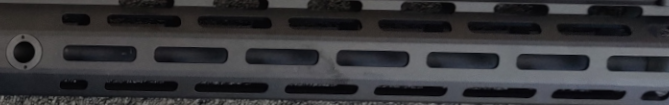 close up picture of mlok handguard on emg helios umbrella corporation m4