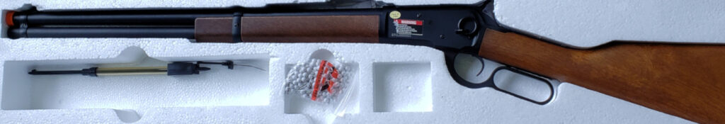 picture of a&k m1892 airsoft lever action rifle  beingunboxed