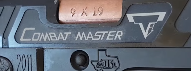 picture of trademarks and logos found on the tti sti combat master airsoft pistol