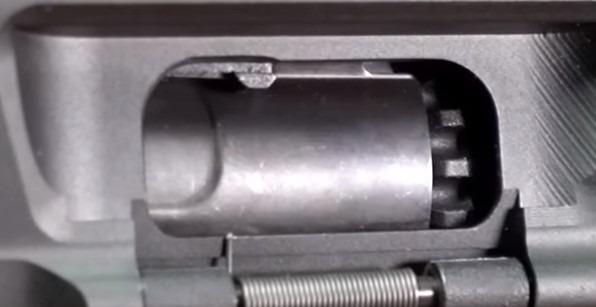 close up picture of the mpx aeg hop up unit showing rotary action